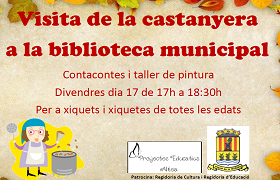 Visita de la castanyera a la biblioteca de Polop Visita de la castanyera a la biblioteca de Polop